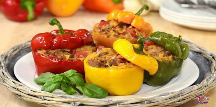 طريقة عمل الفلفل الحلو المحشي بكبسة الجمبري