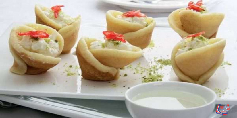 طريقة تحضير قطايف بالجوز و القشطة بطريقة صحية